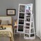 Lockable 360° Swivel Jewelry Cabinet with Full-Length Mirror LED Lights-White